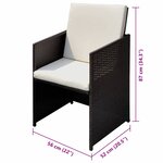vidaXL Chaises de jardin 3 Pièces Marron 56 x 52 x 87 cm Poly rotin
