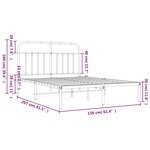 vidaXL Cadre de lit métal sans matelas et tête de lit blanc 150x200 cm