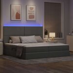 vidaXL Lit de rangement LED avec matelas Gris clair 200 x 200 cm Tissu