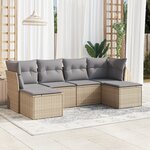vidaXL Salon de jardin avec coussins 6 Pièces beige résine tressée