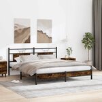 vidaXL Cadre de lit sans matelas chêne fumé 183x213 cm bois ingénierie
