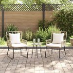 vidaXL Ensemble de salle à manger pour jardin 3 Pièces Marron Noir Crème
