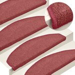 vidaXL Tapis d'escalier 15 pièces 65 x 24 x 4 cm Bordeaux Demi-rond Grand