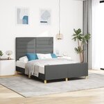 Lit vidaXL en gris foncé  160x200 cm  en tissu