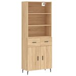 vidaXL Buffet haut Chêne sonoma 69 5x34x180 cm Bois d'ingénierie