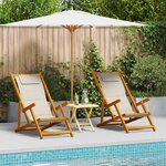 Chaises de plage pliantes vidaXL 2 Pièces Gris clair Bois d'acacia massif et Textilène