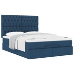 VidaXL Cadre de lit ottoman avec matelas bleu 140x190 cm tissu