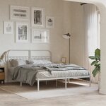 vidaXL Tête de lit métal blanc 150 cm
