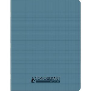Cahier recyclé et recyclable  96 pages seyès 90 g  couverture polypropylène bleu  format 17 x 22 cm CONQUERANT