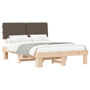 vidaXL Cadre de lit avec tête de lit rembourrée Taupe 150 x 200 cm