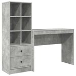 vidaXL Bureau avec tiroir avec étagère avec stockage 2 Pièces Gris béton