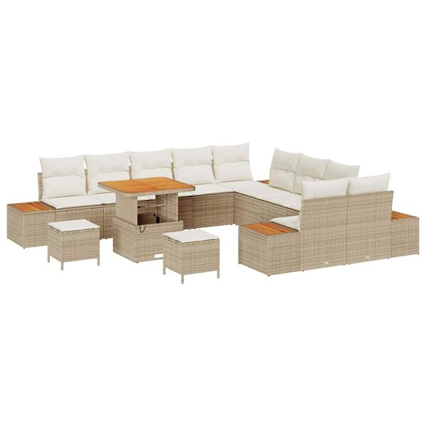 vidaXL Ensemble de canapé de jardin 13 Pièces Beige Poly rotin
