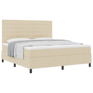 vidaXL Lit à ressorts avec matelas Crème 180 x 200 cm tissu