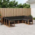 vidaXL Ensemble de canapés d'extérieur 9 pc Naturel et noir