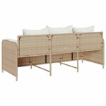 vidaXL Canapé de jardin avec coussins 3 places beige résine tressée