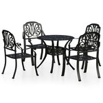 Ensemble de bistro jardin meuble extérieur terrasse 5 pièces aluminium coulé noir 02_0013536