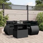 vidaXL Salon de jardin 5 Pièces avec coussins noir résine tressée