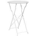 vidaXL Table de bistro pliable Blanc Ø50x71 cm en acier thermolaqué