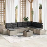vidaXL Ensemble de canapé de jardin 9 Pièces Gris clair 319 x 209 x 85 cm