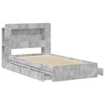 vidaXL Cadre de lit avec rangement avec tiroir Gris béton 90 x 190 cm
