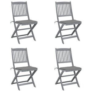 vidaXL Chaises pliables d'extérieur lot de 4 et coussins Bois d'acacia