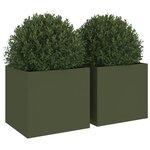 vidaXL Jardinières 2 Pièces vert olive 32x30x29 cm acier