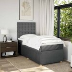 vidaXL Sommier à lattes de lit avec matelas Gris foncé 90x200 cm Tissu