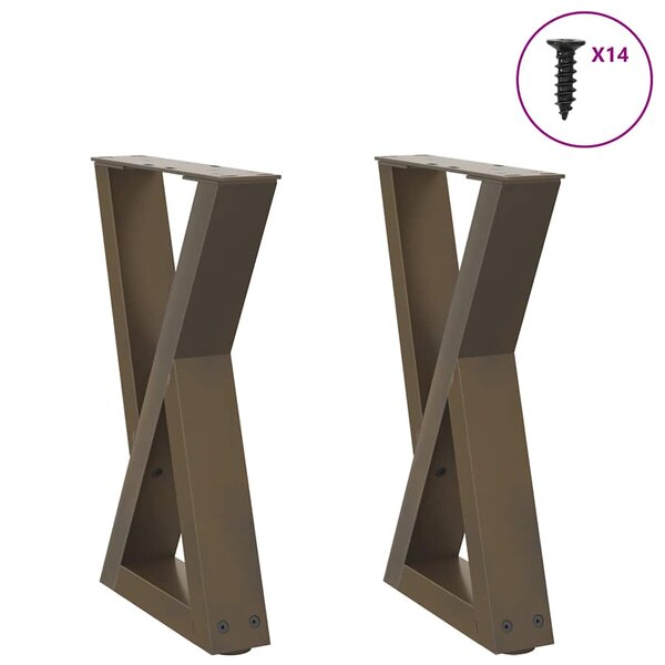 vidaXL Pieds de table basse 2 pièces Acier naturel 28 x (42-43 3) cm Acier