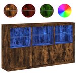 vidaXL Buffet avec lumières LED chêne fumé 181 5x37x100 cm