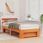 vidaXL Cadre de lit avec tête de lit Brun cire 75 x 190 cm Pin massif