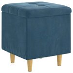 vidaXL Pouf de rangement avec coussin Bleu 40 x 40 x 45 cm Velours