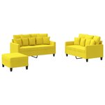 vidaXL Ensemble de canapés 3 Pièces avec coussins Jaune clair Tissu