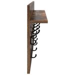 vidaXL Porte-manteau mural avec étagère Chêne fumé 80 x 40 x 12 cm