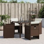vidaXL Chaises de jardin avec coussins lot de 4 marron résine tressée