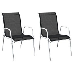 vidaXL Chaises empilables de jardin lot de 2 Acier et textilène Noir