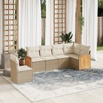 vidaXL Salon de jardin avec coussins 6 Pièces beige résine tressée