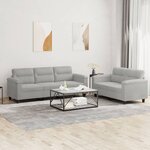 vidaXL Ensemble de canapés 2 Pièces coussins gris clair tissu microfibre