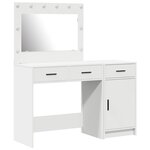 Ensemble de table de maquillage 2 pièces avec LED en bois d'ingénierie blanc