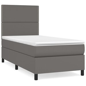 vidaXL Sommier à lattes de lit avec matelas Gris 90x190 cm Similicuir