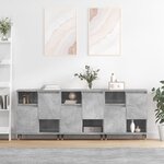 vidaXL Buffets 3 Pièces gris béton bois d'ingénierie