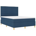 vidaXL Lit Box Spring avec Matelas Bleu 140x200 cm Tissu