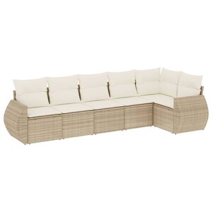 vidaXL Salon de jardin avec coussins 6 Pièces beige résine tressée