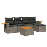 vidaXL Salon de jardin 6 Pièces avec coussins gris résine tressée