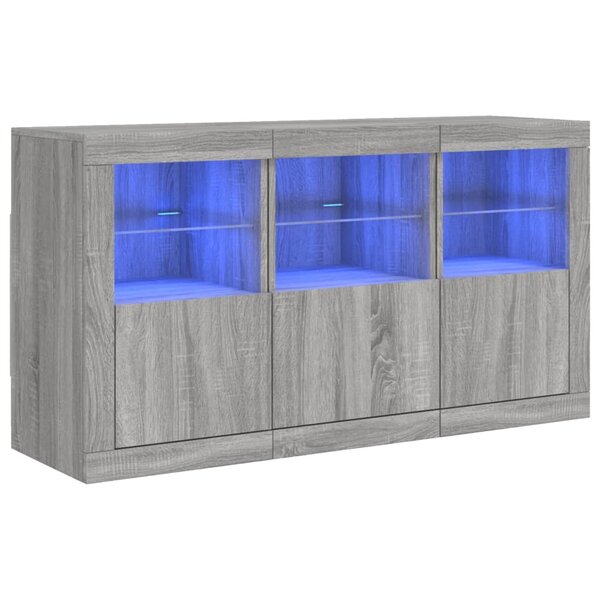 vidaXL Buffet avec lumières LED sonoma gris 123x37x67 cm