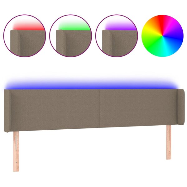 vidaXL Tête de lit à LED Taupe 203x16x78/88 cm Tissu