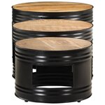 vidaXL Tables de bar forme tambour 3 Pièces bois de manguier massif brut