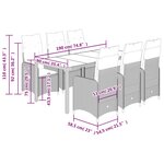 vidaXL Ensemble de bistro de jardin 7 Pièces coussins marron poly rotin