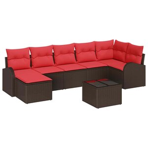 vidaXL Ensemble de canapé de jardin 8 Pièces Marron Poly Rattan