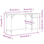 vidaXL Bureau d'ordinateur chêne sonoma 131x48x75 cm bois d’ingénierie