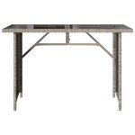 vidaXL Table de jardin et dessus en verre gris clair 110x68x70cm rotin